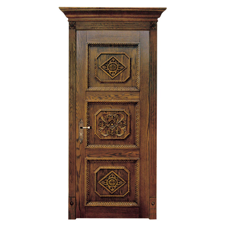 Factory Price Antique Carving Flower Teak Wood Front Safety Door Designs