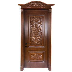 Prettywood Latest Interior Room Fancy Carving Design Polish Color Teak Wood Doors