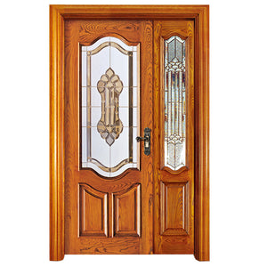 Prettywood American Waterproof Solid OAK House Double Main Front Wooden Door Designs