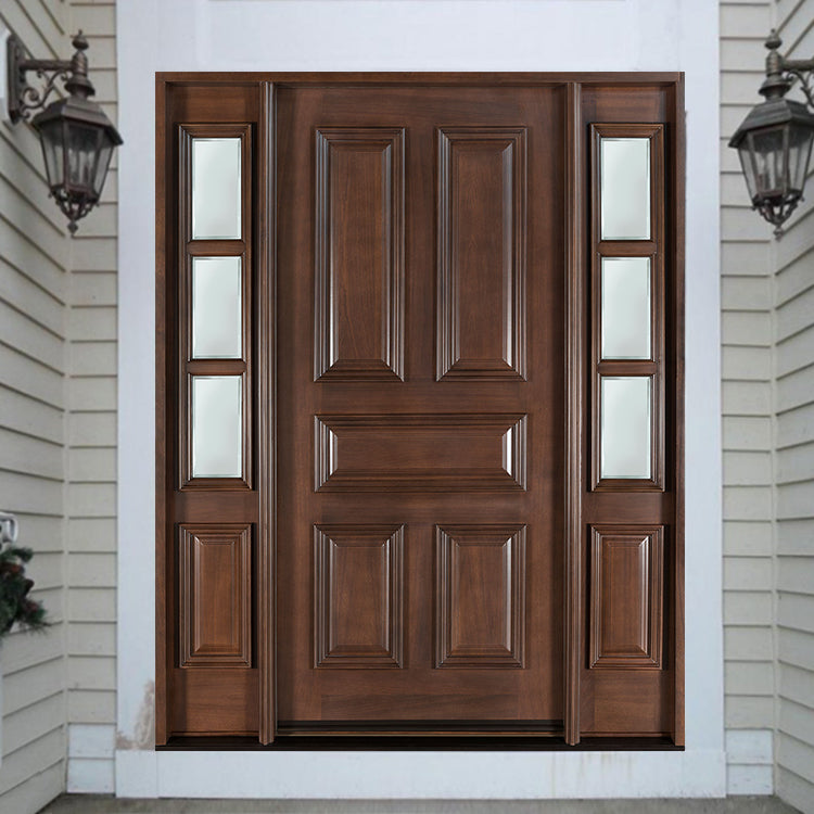 Prettywood American Modern House Main Front Solid Mahogany Wooden Door Designs