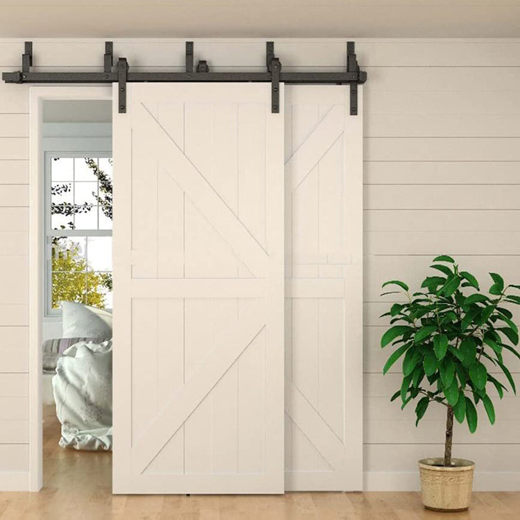Prettywood Interior Soundproof Double Sided Sliding Solid Wood Plank Barn Door