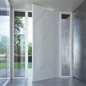 Prettywood American Modern Design Arrow Large Size Entrance Solid Wood Pivot Door With Heavy Duty Hardware