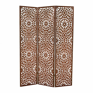 Prettywood Mid East Arabic Traditional Design 3 Panel Folding Decorative Wooden Room Divider Screen