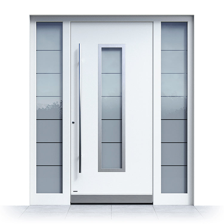 Prettywood Modern Design Exterior House Front Entry Steel Security Doors With Glass