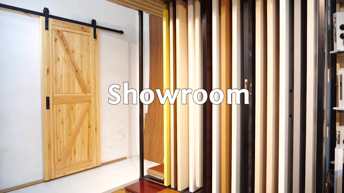 Prettywood Large Size Custom Modern Designs Interior Solid Wooden Sliding Barn Doors