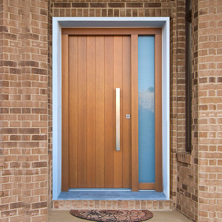 Prettywood Modern House Exterior Main Front Entrance Wooden Front Door With Sidelight