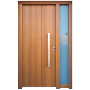 Prettywood Modern House Exterior Main Front Entrance Wooden Front Door With Sidelight