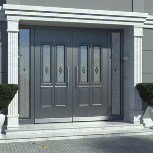Prettywood Hotel Commerical Exterior Front Entrance Security Double Steel Entry Screen Doors