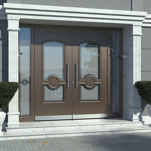 Prettywood Hotel Commercial Stainless Steel Exterior Front Entry Metal Security Door With Glass